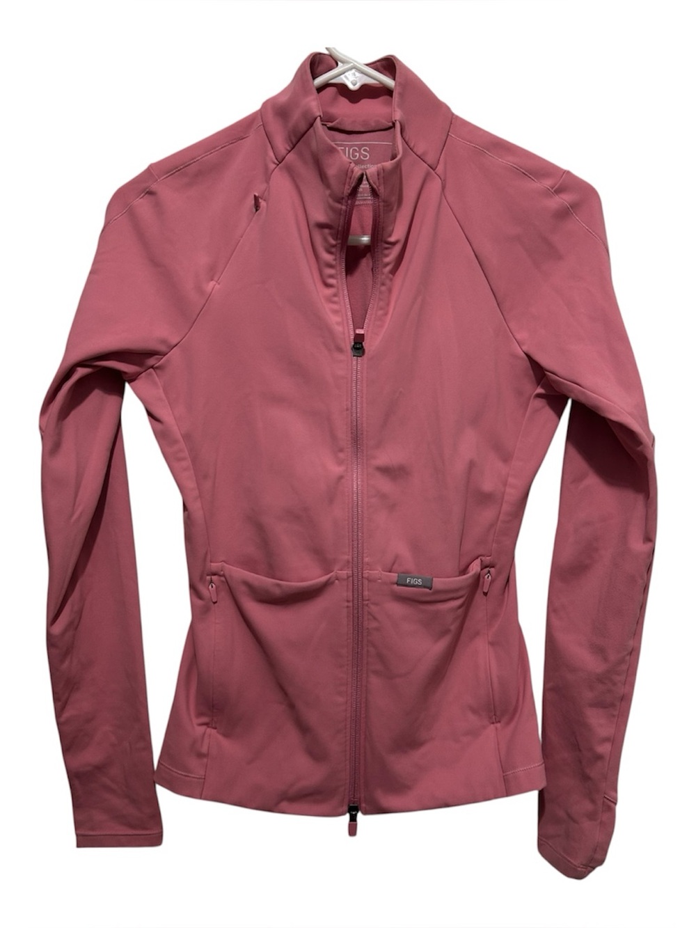 FIGS Pink Women's Track Jacket Zip-Up with Thumbholes & Zip Pockets Size XS